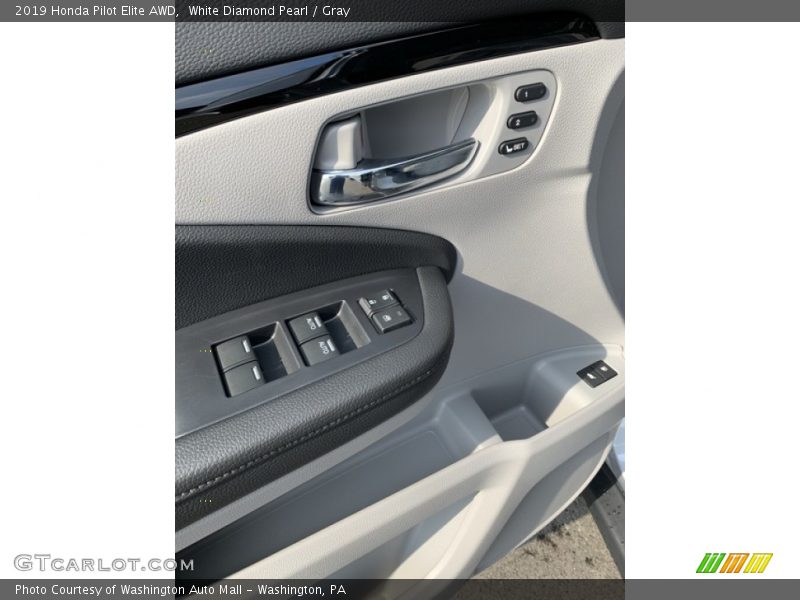 White Diamond Pearl / Gray 2019 Honda Pilot Elite AWD