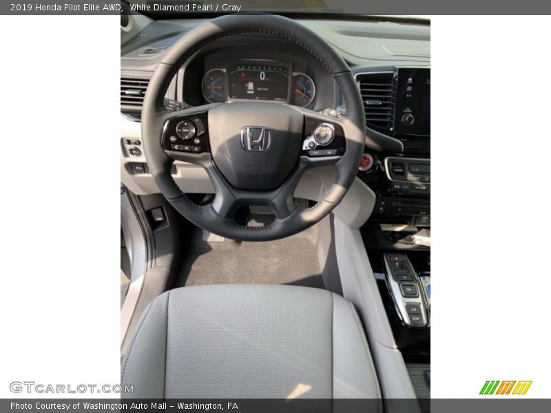 White Diamond Pearl / Gray 2019 Honda Pilot Elite AWD