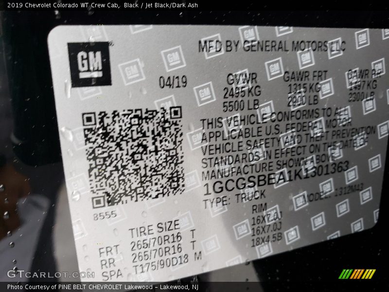 Black / Jet Black/Dark Ash 2019 Chevrolet Colorado WT Crew Cab