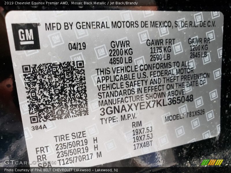 Mosaic Black Metallic / Jet Black/Brandy 2019 Chevrolet Equinox Premier AWD