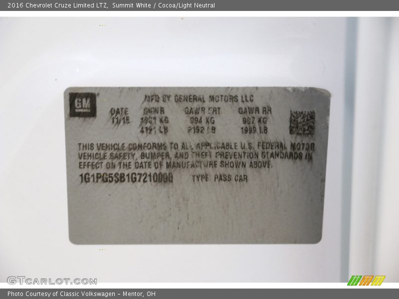 Summit White / Cocoa/Light Neutral 2016 Chevrolet Cruze Limited LTZ