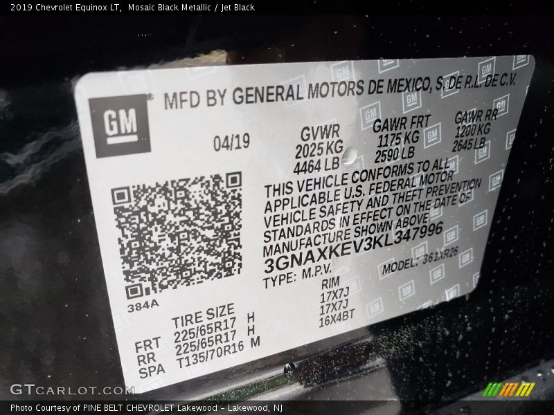Mosaic Black Metallic / Jet Black 2019 Chevrolet Equinox LT