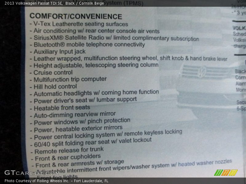 Black / Cornsilk Beige 2013 Volkswagen Passat TDI SE
