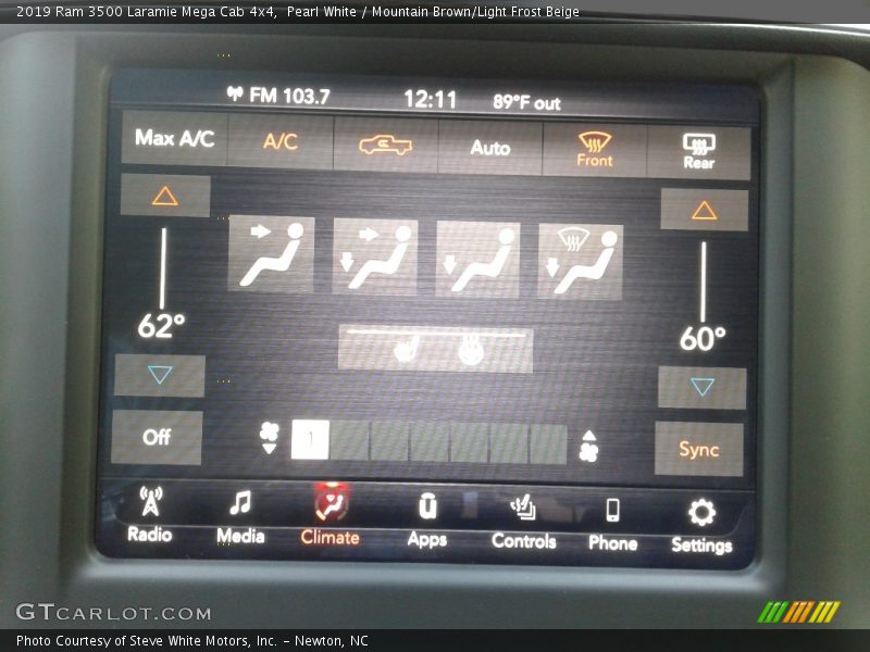 Pearl White / Mountain Brown/Light Frost Beige 2019 Ram 3500 Laramie Mega Cab 4x4