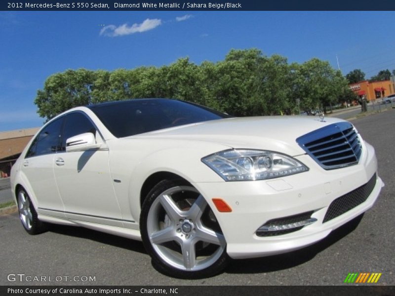 Diamond White Metallic / Sahara Beige/Black 2012 Mercedes-Benz S 550 Sedan