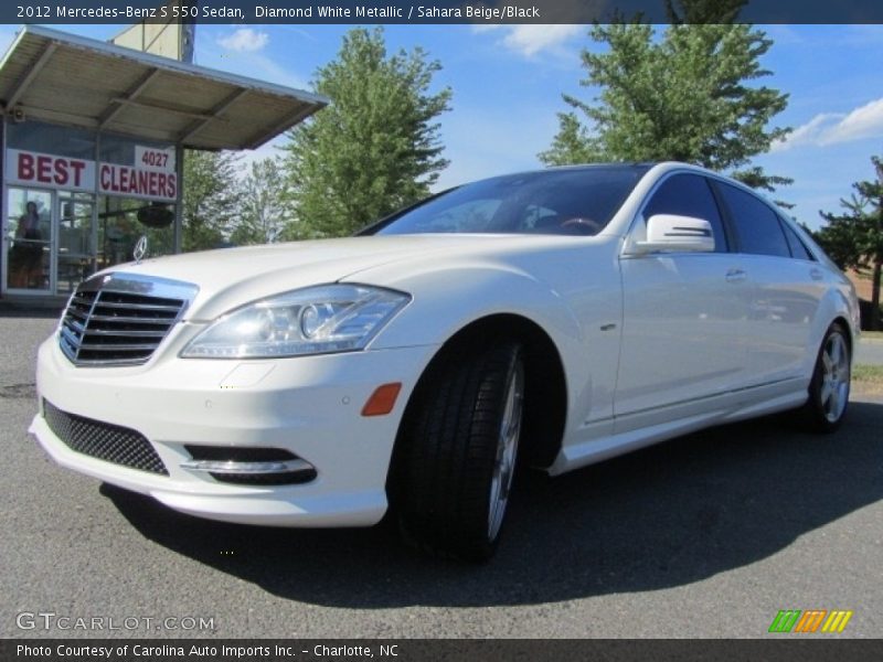 Diamond White Metallic / Sahara Beige/Black 2012 Mercedes-Benz S 550 Sedan