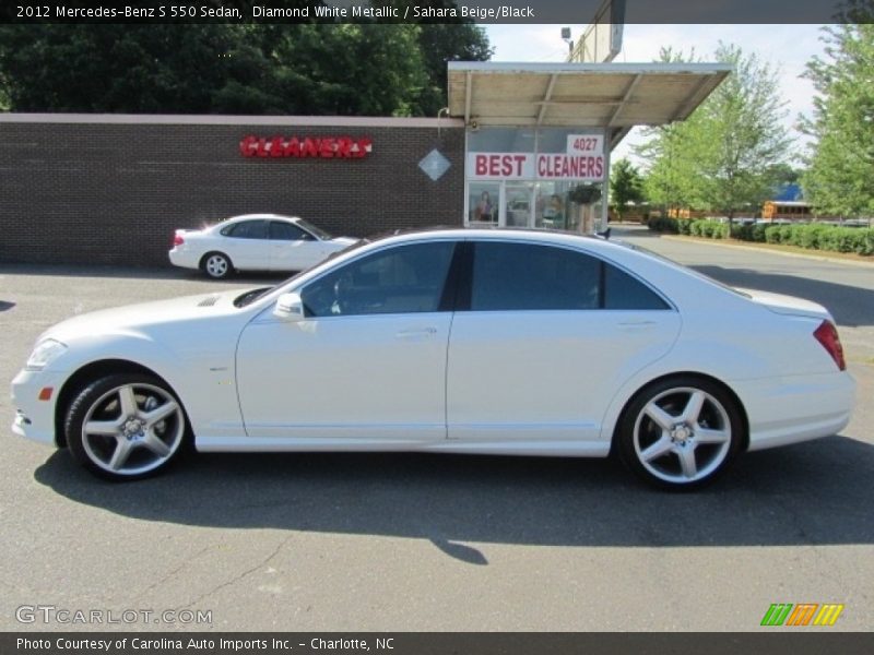 Diamond White Metallic / Sahara Beige/Black 2012 Mercedes-Benz S 550 Sedan
