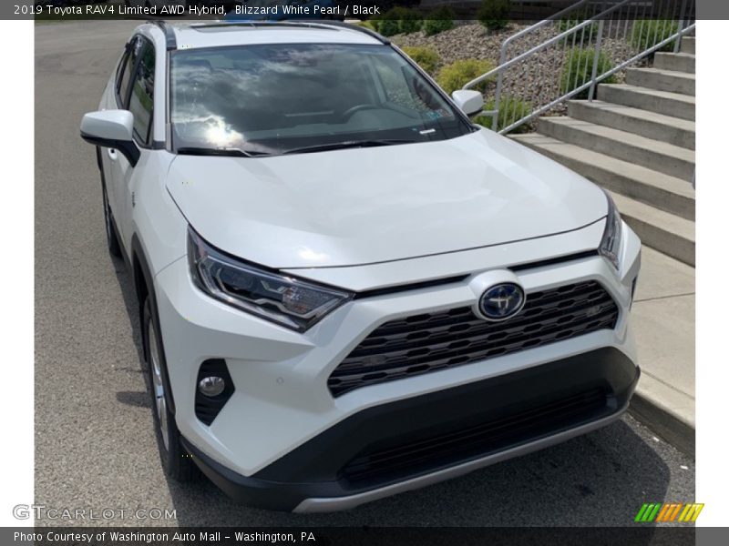 Blizzard White Pearl / Black 2019 Toyota RAV4 Limited AWD Hybrid