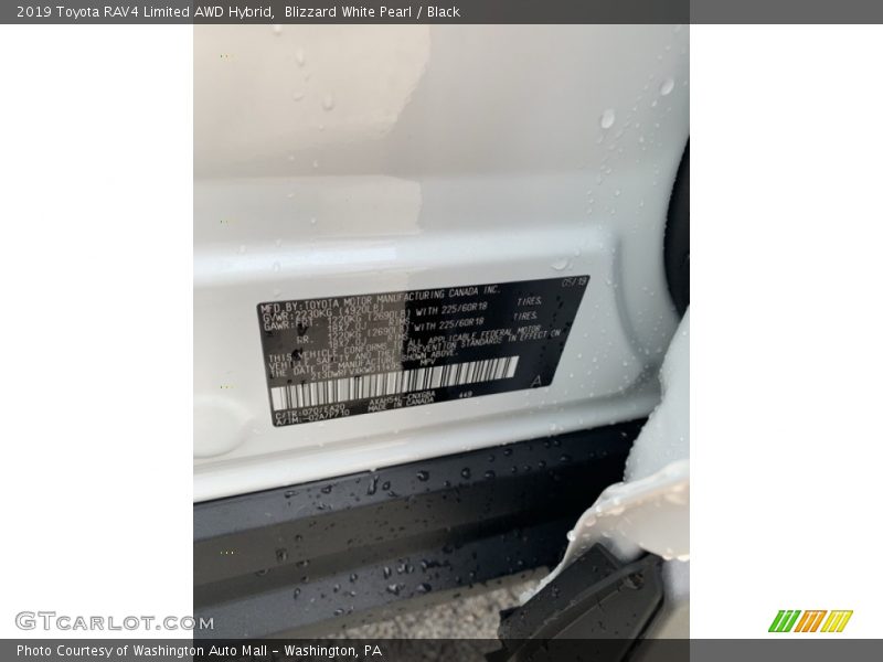 Blizzard White Pearl / Black 2019 Toyota RAV4 Limited AWD Hybrid