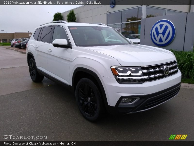 Pure White / Golden Oak/Black 2019 Volkswagen Atlas SEL 4Motion