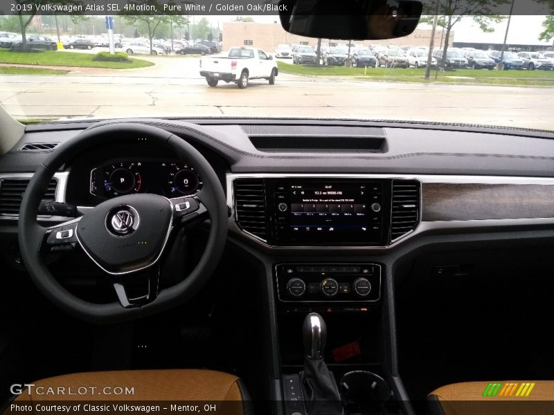 Pure White / Golden Oak/Black 2019 Volkswagen Atlas SEL 4Motion