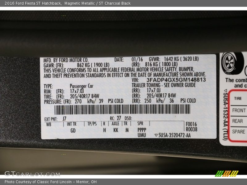 Magnetic Metallic / ST Charcoal Black 2016 Ford Fiesta ST Hatchback