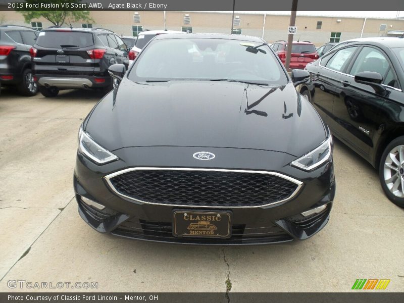 Agate Black / Ebony 2019 Ford Fusion V6 Sport AWD