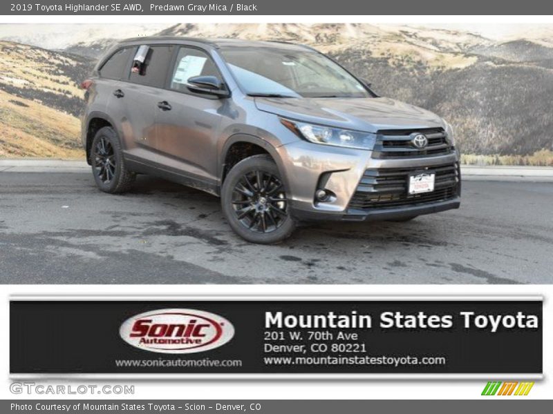 Predawn Gray Mica / Black 2019 Toyota Highlander SE AWD
