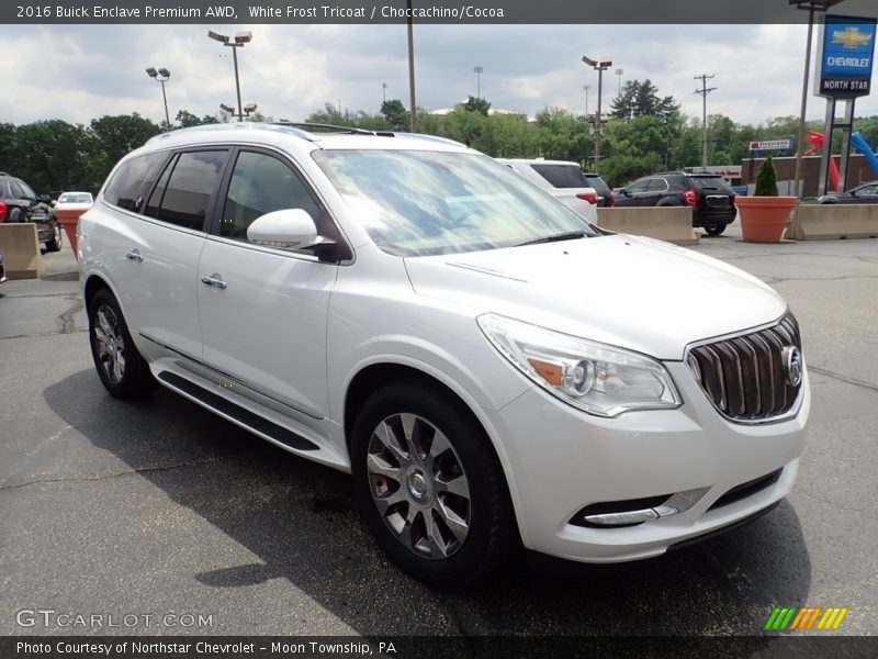White Frost Tricoat / Choccachino/Cocoa 2016 Buick Enclave Premium AWD