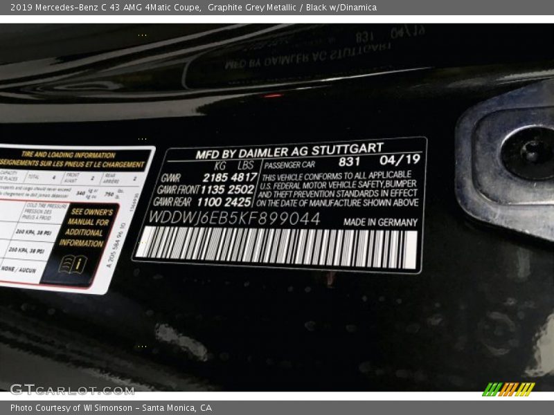 Graphite Grey Metallic / Black w/Dinamica 2019 Mercedes-Benz C 43 AMG 4Matic Coupe