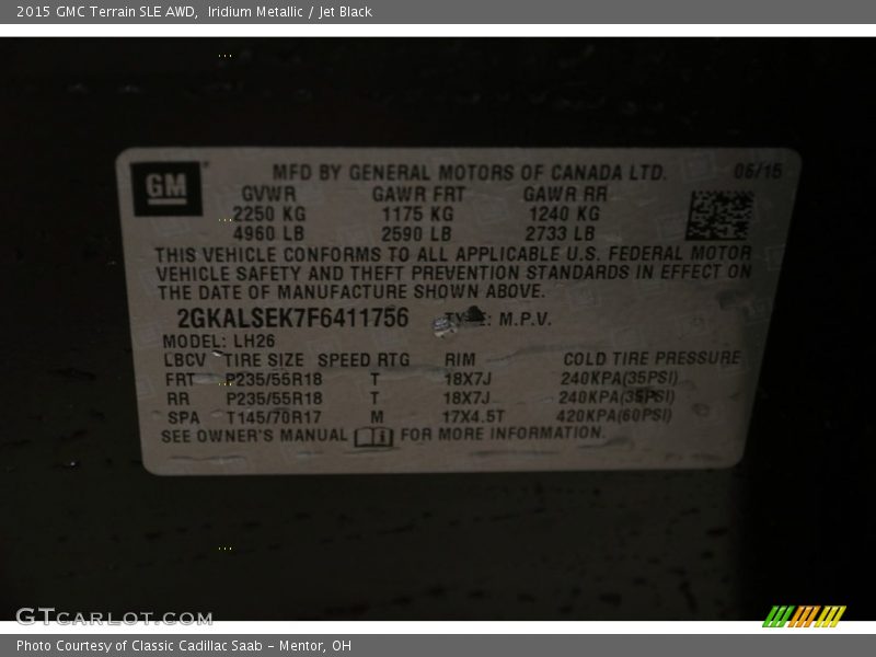 Iridium Metallic / Jet Black 2015 GMC Terrain SLE AWD