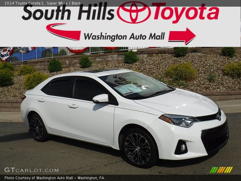 Super White / Black 2014 Toyota Corolla S