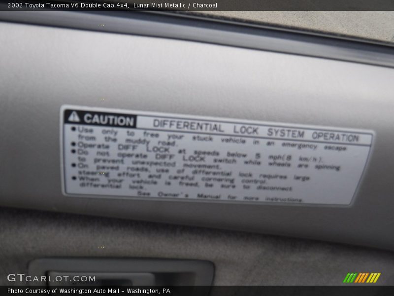 Lunar Mist Metallic / Charcoal 2002 Toyota Tacoma V6 Double Cab 4x4