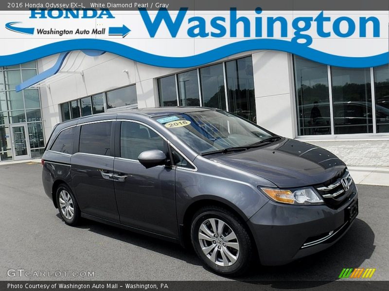 White Diamond Pearl / Gray 2016 Honda Odyssey EX-L