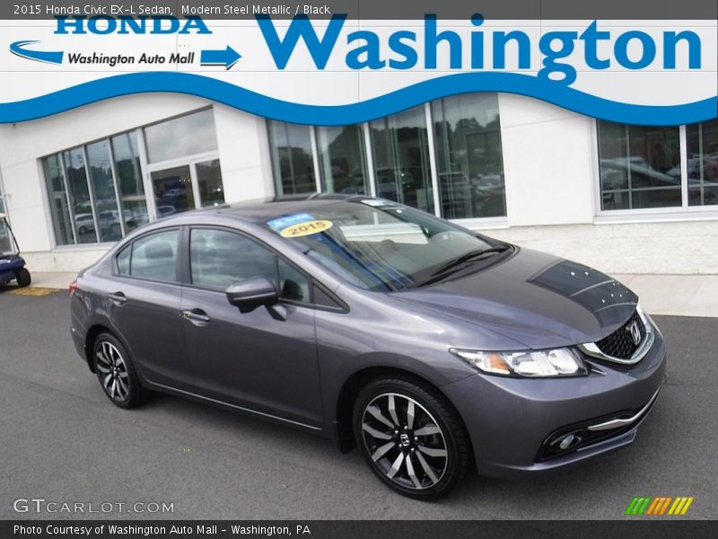 Modern Steel Metallic / Black 2015 Honda Civic EX-L Sedan