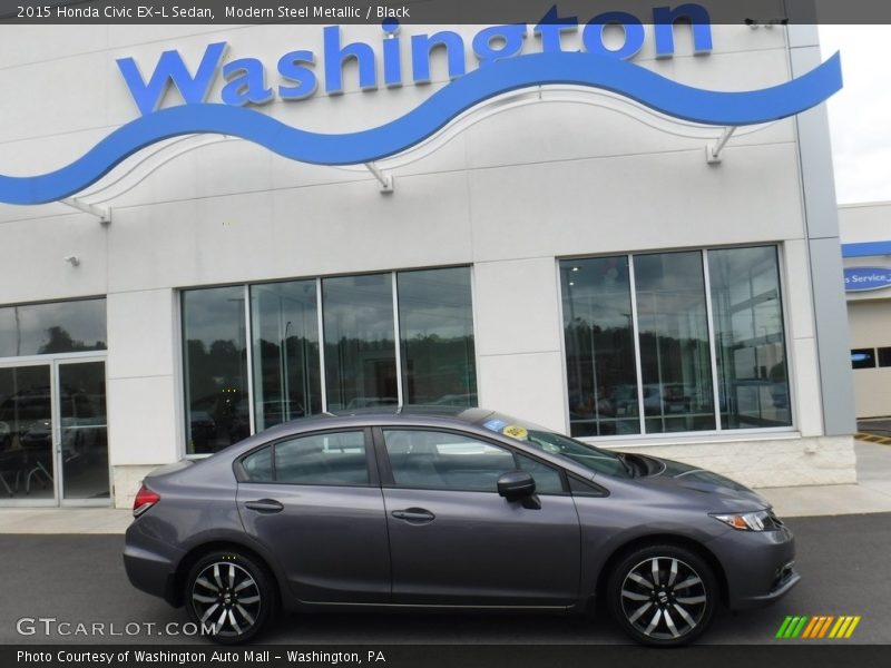 Modern Steel Metallic / Black 2015 Honda Civic EX-L Sedan