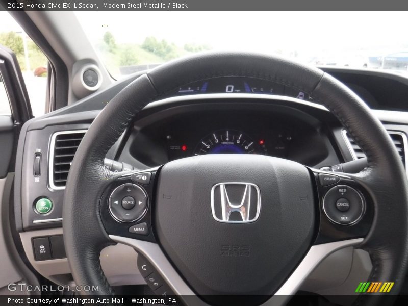 Modern Steel Metallic / Black 2015 Honda Civic EX-L Sedan