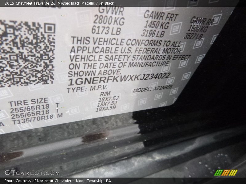 Mosaic Black Metallic / Jet Black 2019 Chevrolet Traverse LS