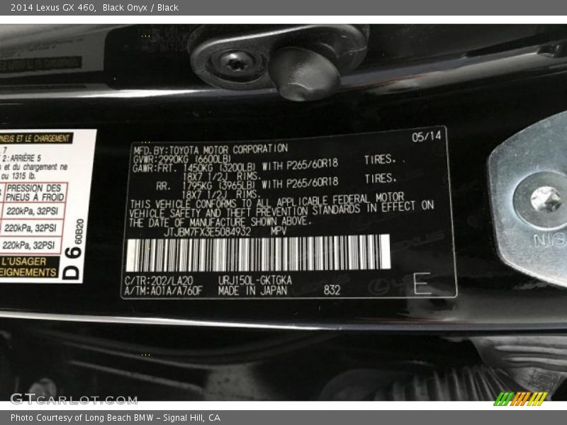 Black Onyx / Black 2014 Lexus GX 460