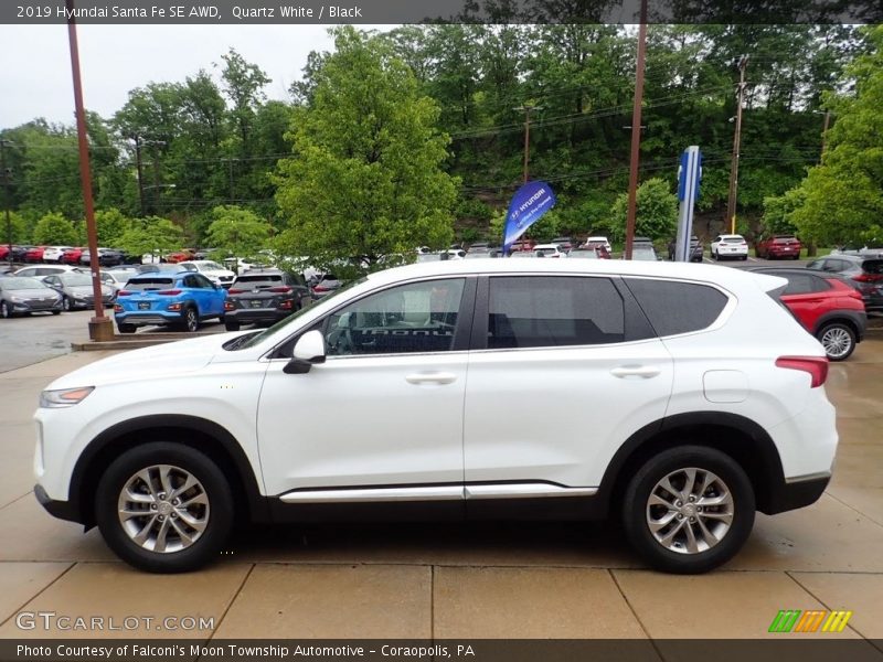 Quartz White / Black 2019 Hyundai Santa Fe SE AWD