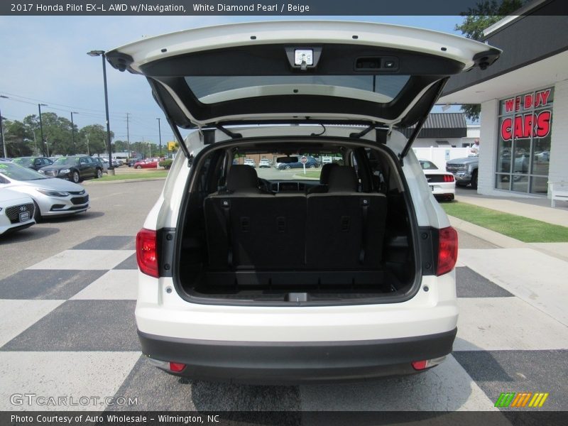 White Diamond Pearl / Beige 2017 Honda Pilot EX-L AWD w/Navigation