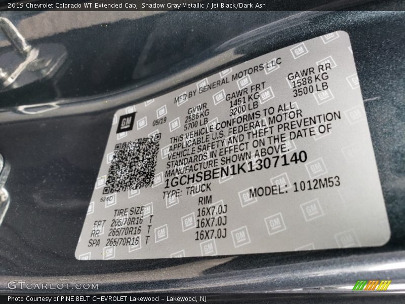 Shadow Gray Metallic / Jet Black/Dark Ash 2019 Chevrolet Colorado WT Extended Cab