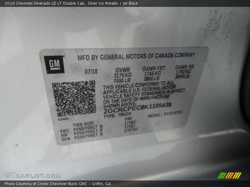 Silver Ice Metallic / Jet Black 2019 Chevrolet Silverado LD LT Double Cab
