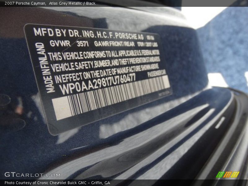 Atlas Grey Metallic / Black 2007 Porsche Cayman
