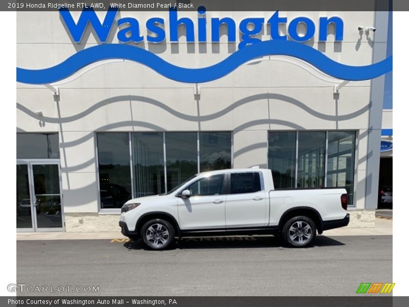 White Diamond Pearl / Black 2019 Honda Ridgeline RTL AWD