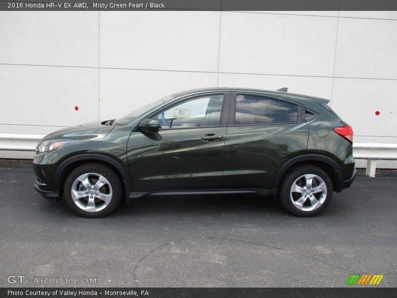 Misty Green Pearl / Black 2016 Honda HR-V EX AWD