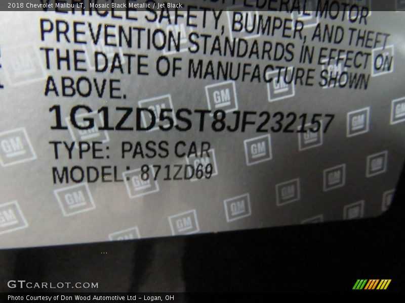 Mosaic Black Metallic / Jet Black 2018 Chevrolet Malibu LT