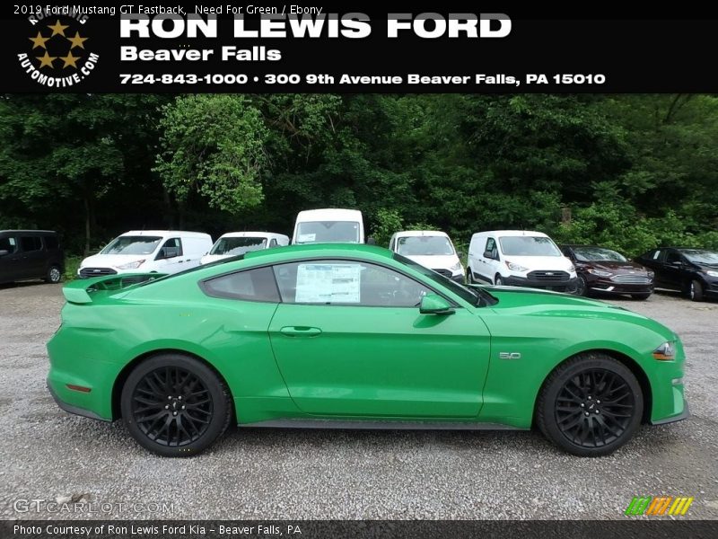 Need For Green / Ebony 2019 Ford Mustang GT Fastback