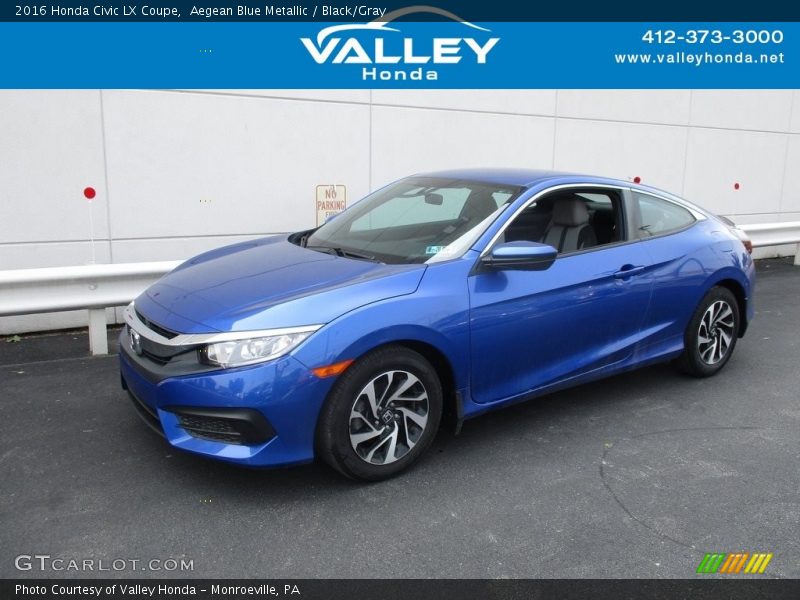 Aegean Blue Metallic / Black/Gray 2016 Honda Civic LX Coupe