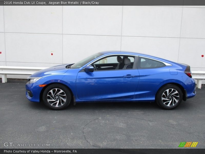 Aegean Blue Metallic / Black/Gray 2016 Honda Civic LX Coupe