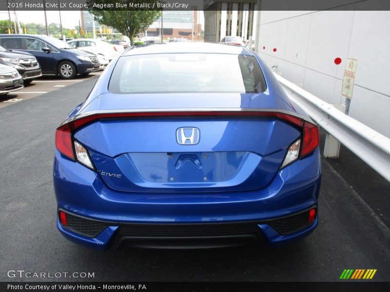 Aegean Blue Metallic / Black/Gray 2016 Honda Civic LX Coupe