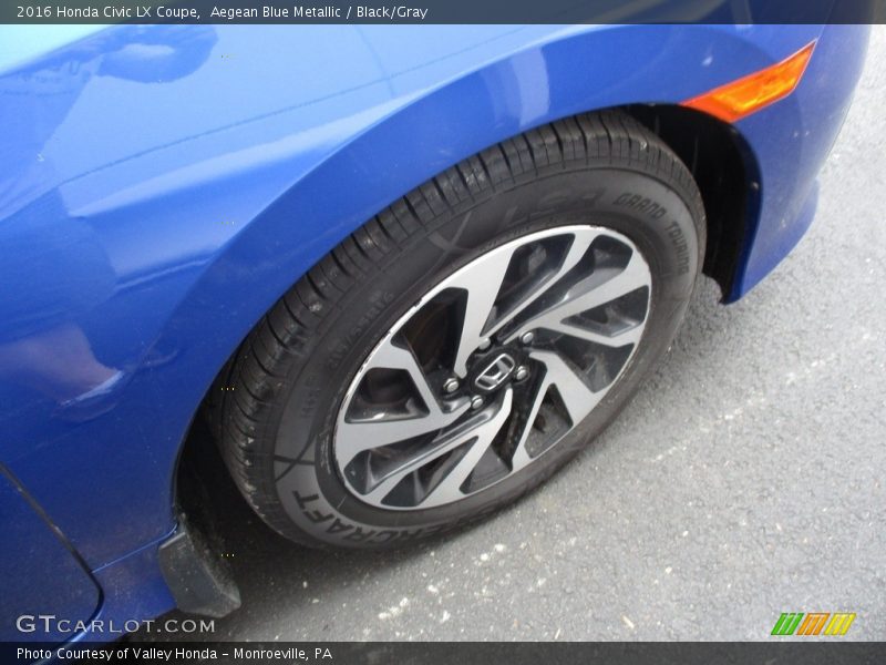 Aegean Blue Metallic / Black/Gray 2016 Honda Civic LX Coupe