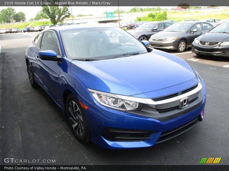 Aegean Blue Metallic / Black/Gray 2016 Honda Civic LX Coupe