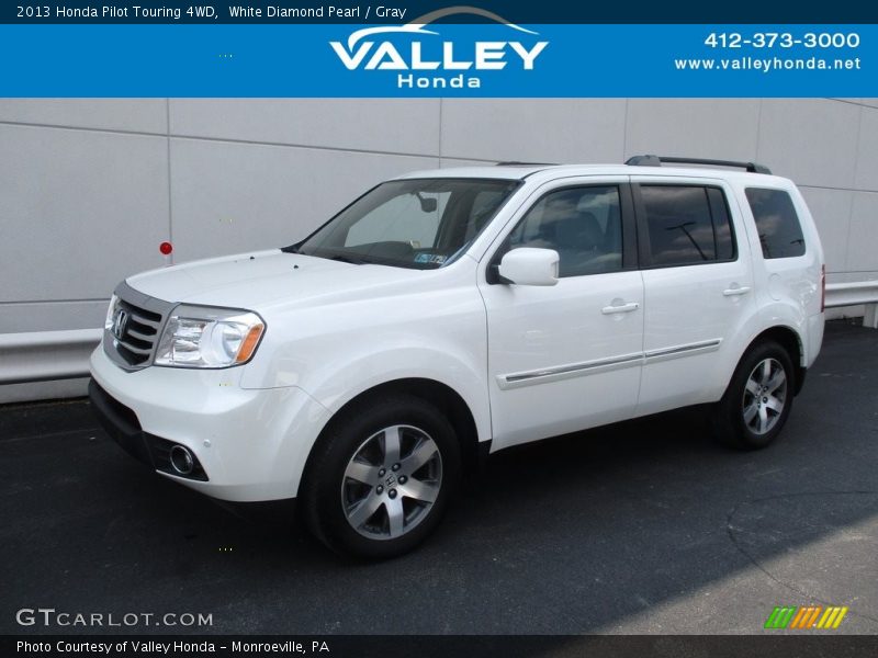 White Diamond Pearl / Gray 2013 Honda Pilot Touring 4WD