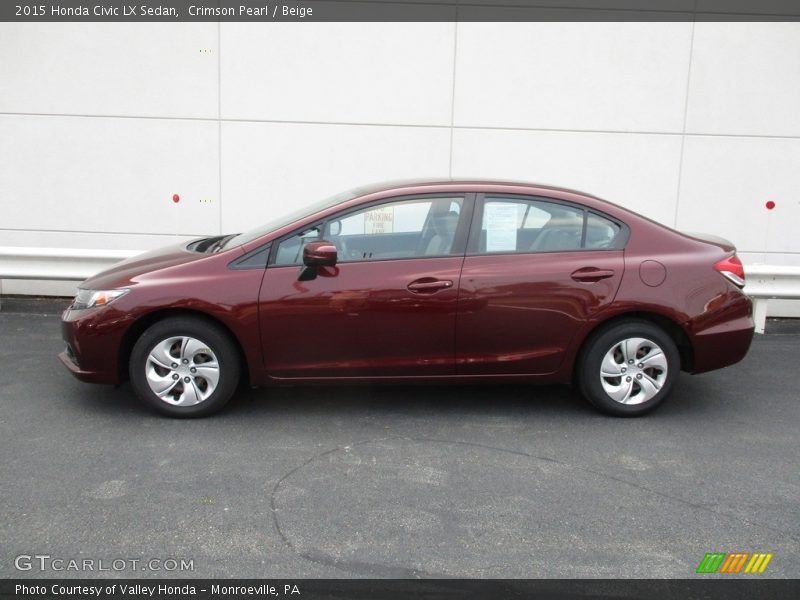 Crimson Pearl / Beige 2015 Honda Civic LX Sedan