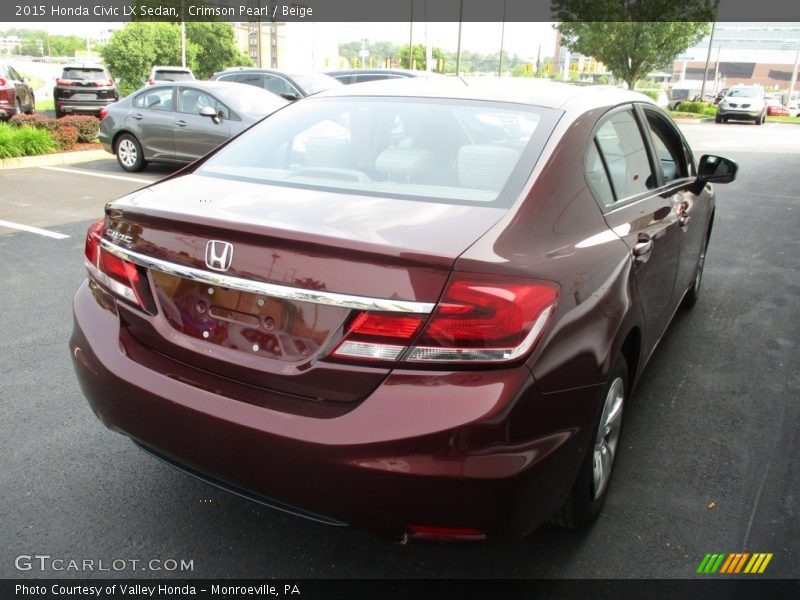 Crimson Pearl / Beige 2015 Honda Civic LX Sedan