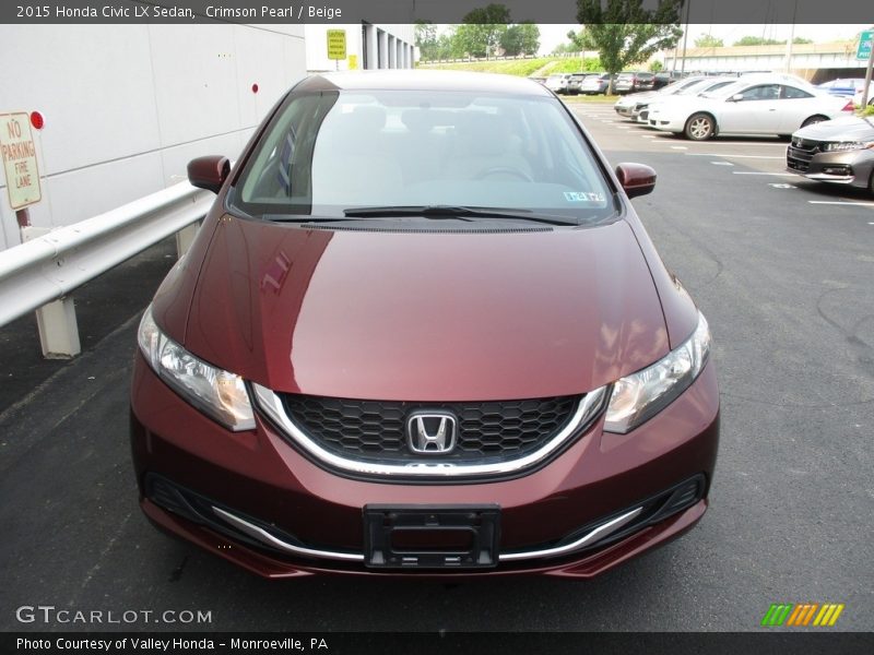 Crimson Pearl / Beige 2015 Honda Civic LX Sedan