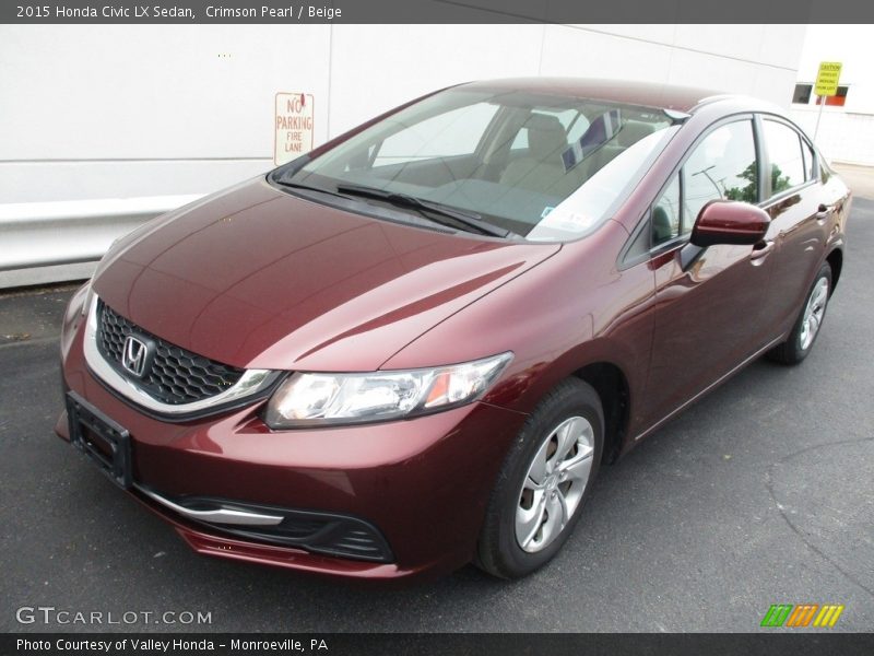 Crimson Pearl / Beige 2015 Honda Civic LX Sedan