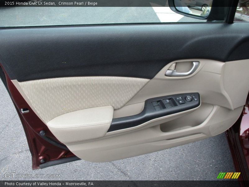 Crimson Pearl / Beige 2015 Honda Civic LX Sedan