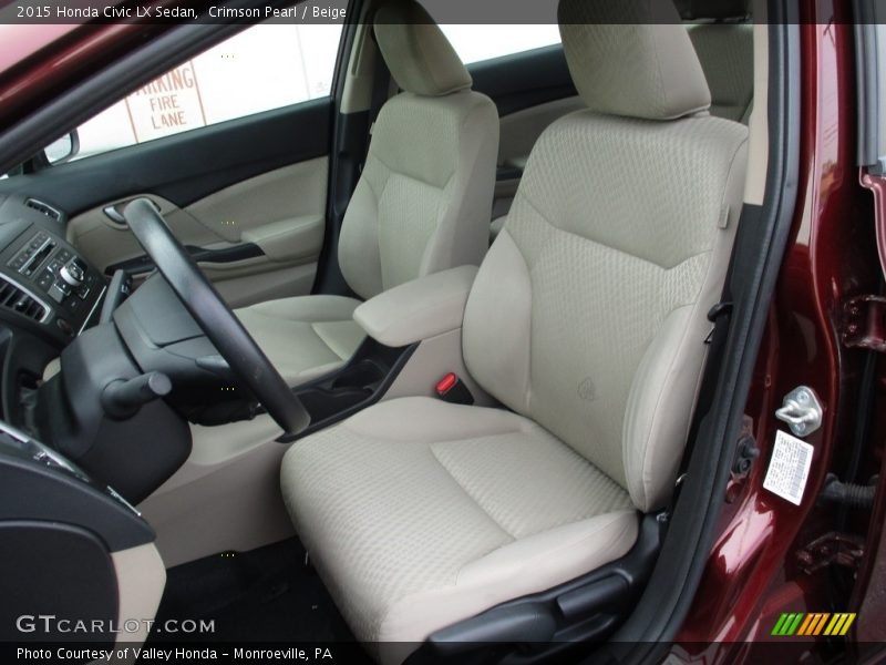 Crimson Pearl / Beige 2015 Honda Civic LX Sedan